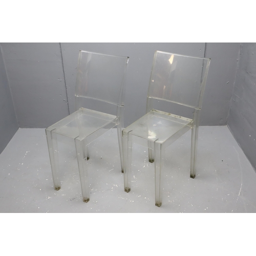 514 - Pair of Matching Designer 1990's Transparent La Marie Chairs by Stark for Kartell NP