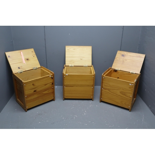 567 - Three pine storage box/seats (18