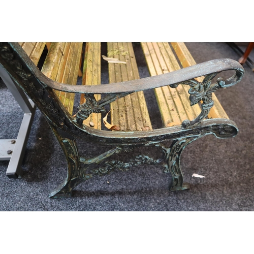 573 - A Vintage Cast Iron Framed Garden Bench, With Wooden Slats. Approx 56