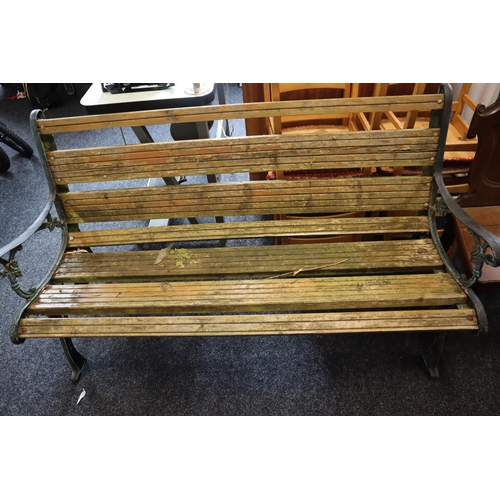 573 - A Vintage Cast Iron Framed Garden Bench, With Wooden Slats. Approx 56