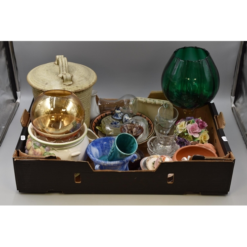 742 - A Selection of Ceramics and Glassware To Include Anglia Pottery Vase, Large Green Glass Wine Glass, ... 