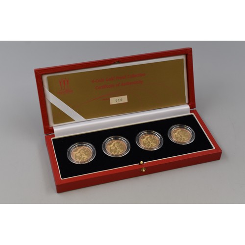 66 - Royal Mint Gold 22ct Manchester 2002 Commonwealth Games 4 Coin Proof Collection Complete with Case a... 