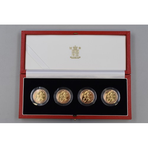 66 - Royal Mint Gold 22ct Manchester 2002 Commonwealth Games 4 Coin Proof Collection Complete with Case a... 