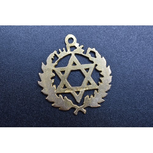 41 - A Hallmarked 9ct London Gold Star of David Surrounded By Laurel Wreath Pendant