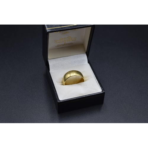 61 - Hallmarked Birmingham 750 (18ct) Gold Band Ring Complete with Presentation Box