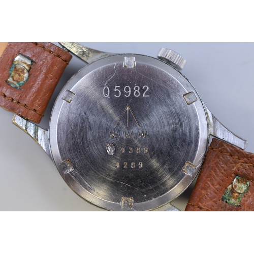 2 - A WWII Military Issue Lemania 'Dirty Dozen' Mechanical Black Dial Watch With Broad Military Arrow an... 