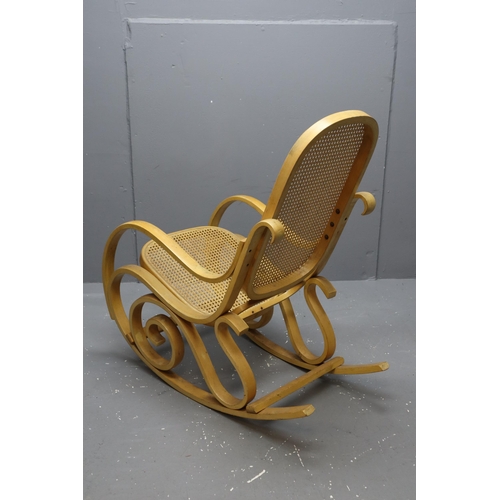 464 - Bentwood Rocking Chair with Rattan Seat and Backrest