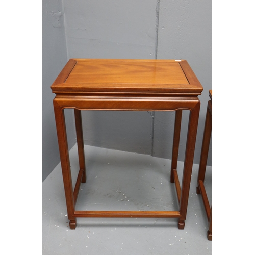 466 - Nest of 3 Polished Wood Side Table (Tallest 25