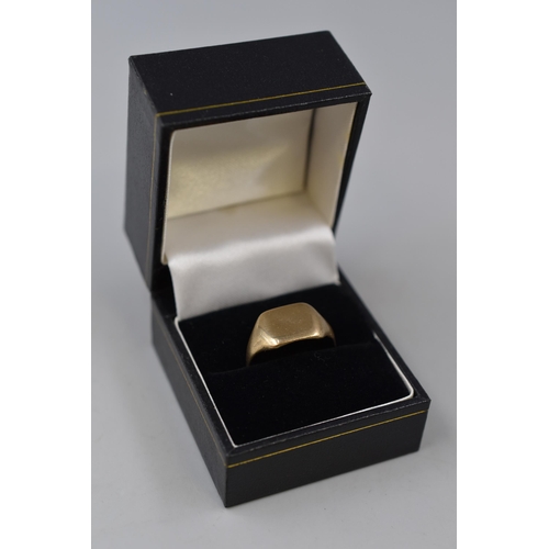 3 - Gold 375 (9ct) Signet Ring Complete with Presentation Box (a/f)