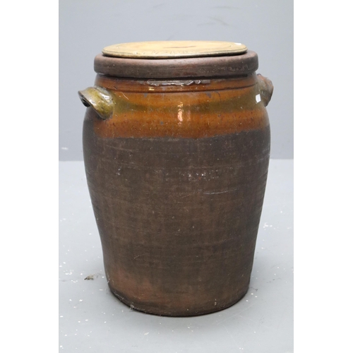 469 - Vintage Rustic Large Storage Jar / Bread Crock With Lid (16 1/2