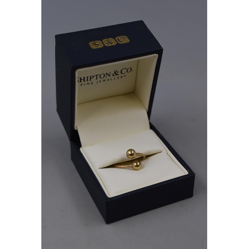 17 - Hallmarked 375 (9ct) Gold Double Ball Spiral Ring Complete with Presentation Box