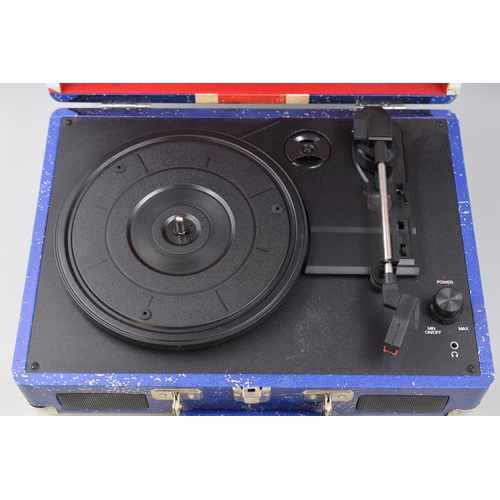 476 - A Union Jack Portable Retro Style Record Player. Powers On When Tested