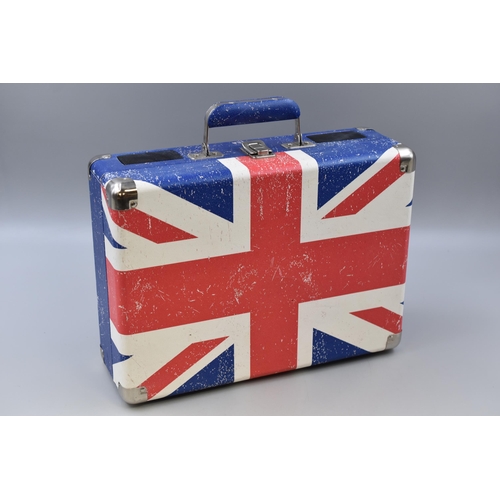 476 - A Union Jack Portable Retro Style Record Player. Powers On When Tested