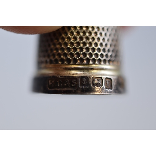 38 - A Hallmarked Birmingham Silver Thimble, Circa 1930. Size 14, Named 'The Spa'