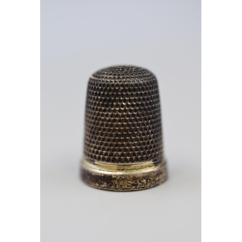 38 - A Hallmarked Birmingham Silver Thimble, Circa 1930. Size 14, Named 'The Spa'