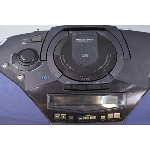 491 - Phillips Digital Cd/ Radio Boom Box System powers on when tested with Nice Clear Sound complete with... 