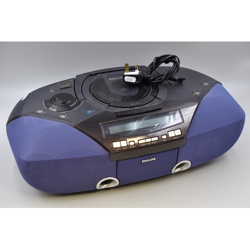 491 - Phillips Digital Cd/ Radio Boom Box System powers on when tested with Nice Clear Sound complete with... 