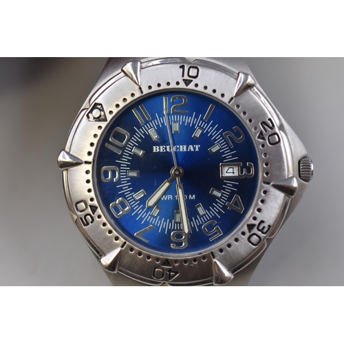 137 - Beuchat Quartz Divers Watch with Rotating Bezel and Rubberised Strap (100mtr) Working