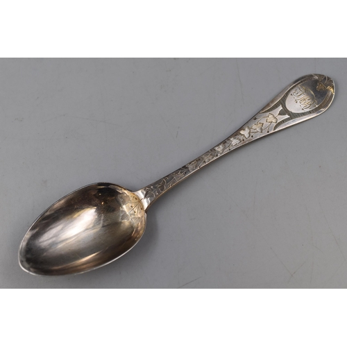 49 - Victorian Hallmarked Sterling Silver Christening Spoon in fitted Leather Case