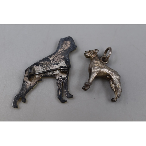 59 - Silver Hallmarked Dog Pendant and a Dog Brooch