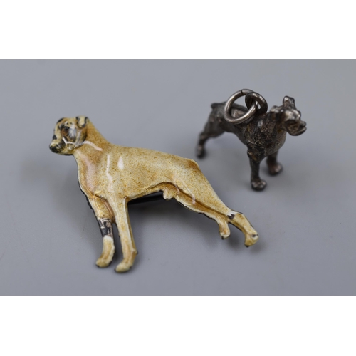 59 - Silver Hallmarked Dog Pendant and a Dog Brooch