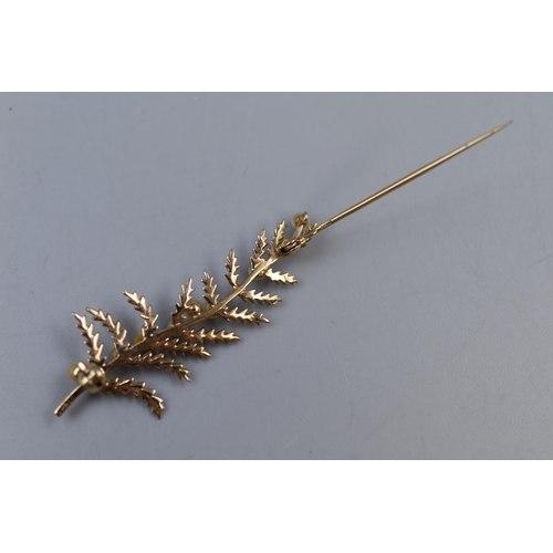 62 - 375 Gold, Leaf Stem Brooch