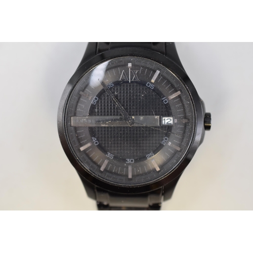 145 - An Armani Exchange Black Dial Quartz Day/Time Watch, Working