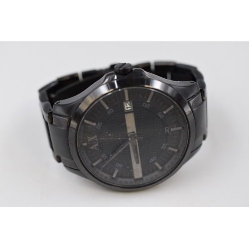 145 - An Armani Exchange Black Dial Quartz Day/Time Watch, Working