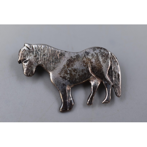 64 - Silver Hallmarked Michael Serebriany Edinburgh Pony Brooch, Circa 1975