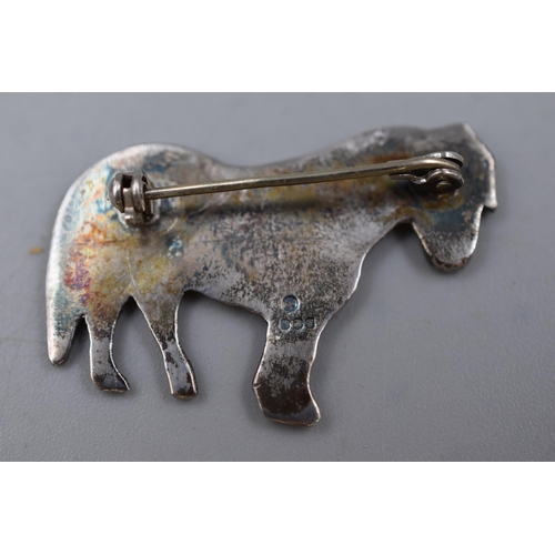 64 - Silver Hallmarked Michael Serebriany Edinburgh Pony Brooch, Circa 1975