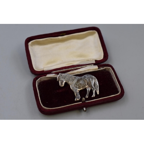 64 - Silver Hallmarked Michael Serebriany Edinburgh Pony Brooch, Circa 1975