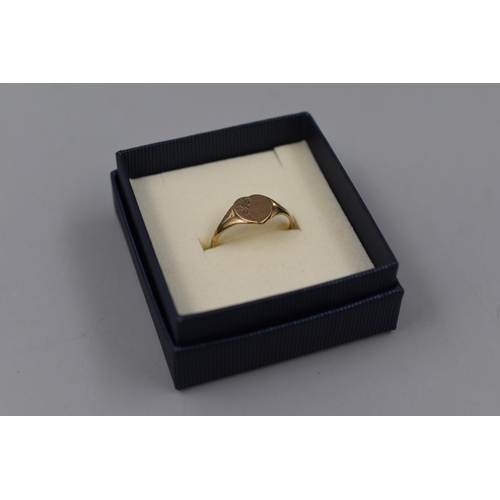 65 - Hallmarked 375 (9ct) Gold Signet Ring Complete with Presentation Box