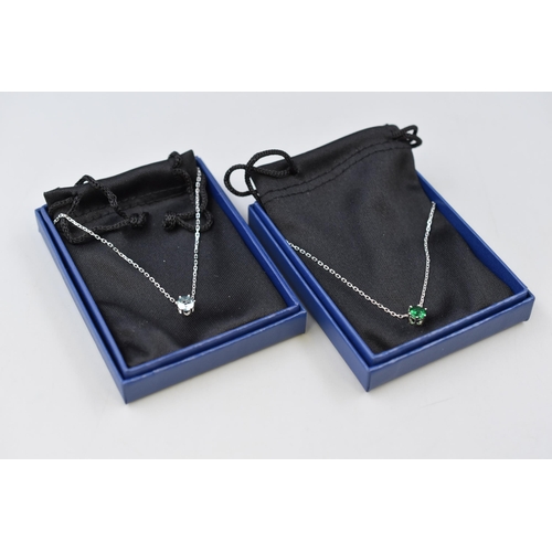 68 - Two Brand New Birthstone Silver 925 Necklaces (March & May) Complete with Bag, Box & Cleanin... 