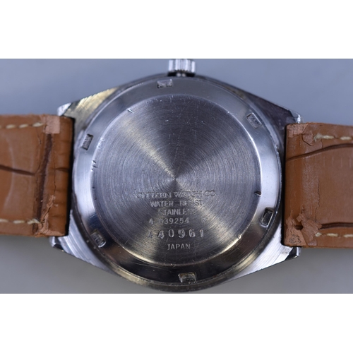 152 - Citizen 21 Jewels Automatic Day / Date Grey Faced Gents Watch with Leather Strap (Working)