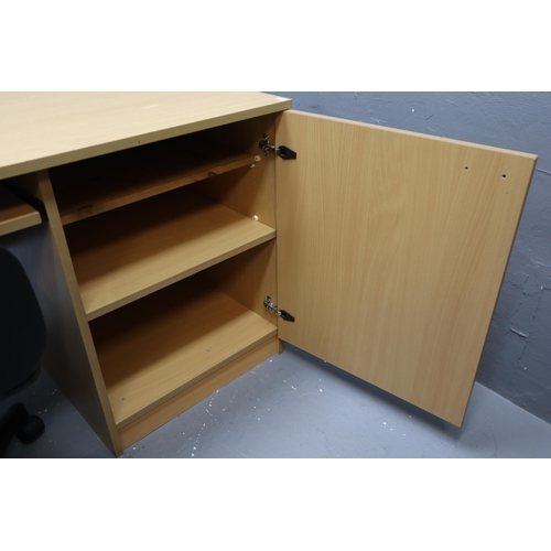 516 - Modern Office Desk, Two Drawer Filing Cabinet, Chair With Sliding Out Table and Cupboard ( 28 1/2