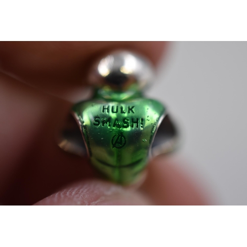 72 - A 925. Silver Pandora x Marvel Hulk Smash Charm. In Pouch With Gift Bag