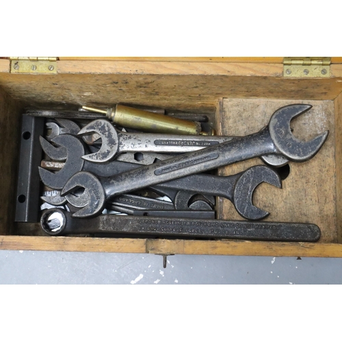 522 - Two Wooden Boxes (Includes Gardener) To Contain Various Unsorted Vintage Tools. Includes Spanners, W... 