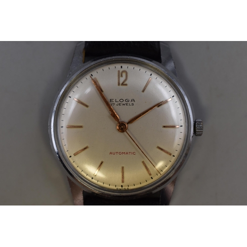 162 - Elonga 17 Jewels Automatic Gents Dress Watch with Leather Strap (Working)