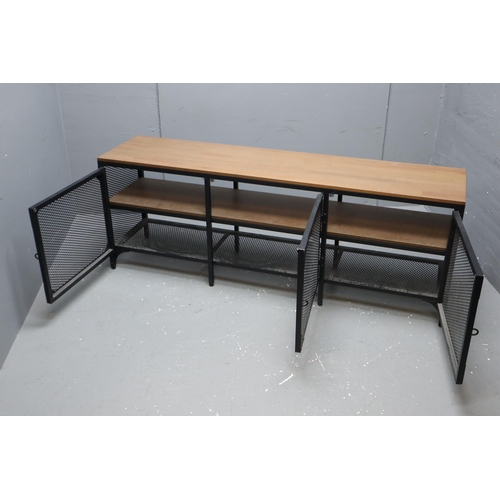 531 - An Industrial Style Wood and Black Metal Shelving Unit, Approx 14