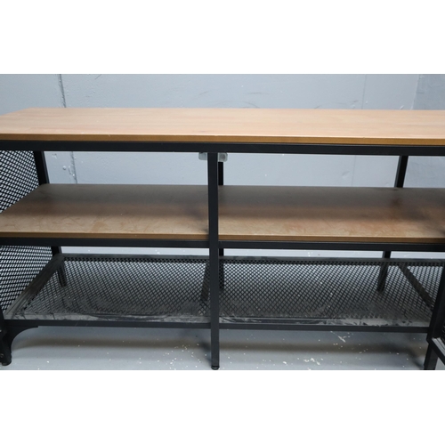 531 - An Industrial Style Wood and Black Metal Shelving Unit, Approx 14