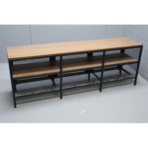 531 - An Industrial Style Wood and Black Metal Shelving Unit, Approx 14