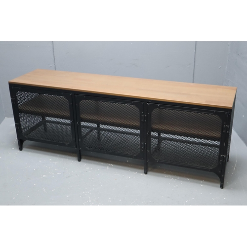 531 - An Industrial Style Wood and Black Metal Shelving Unit, Approx 14