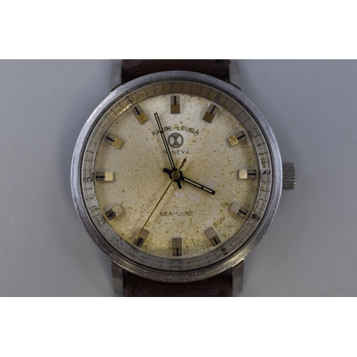 166 - Favre - Leuba of Geneva Sea Chief Mechanical Gents Watch with Leather Straps (Working)