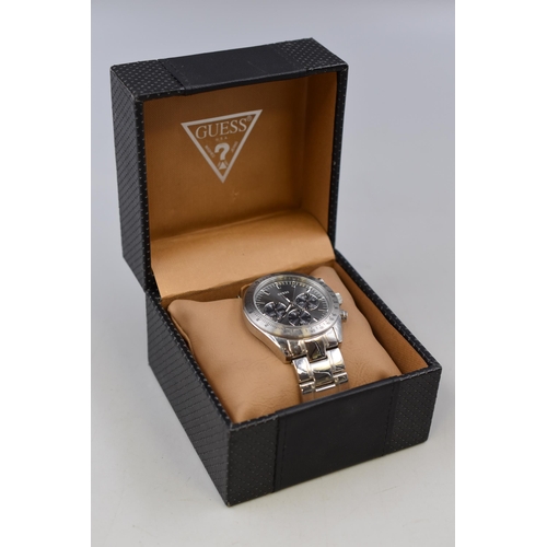 167 - A Guess Steel Gent's Chronograph Quartz Watch (w13001g1), In Presentation Box. Working