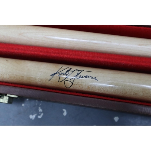 544 - Kirk Stevens Signed two Piece Snooker Cue Complete with Case