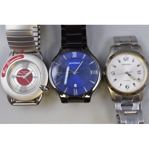 91 - A Selection of Five Gent's Quartz Watches To Include Sekonda, Alpine, Ben Sherman, And Reflex. Worki... 