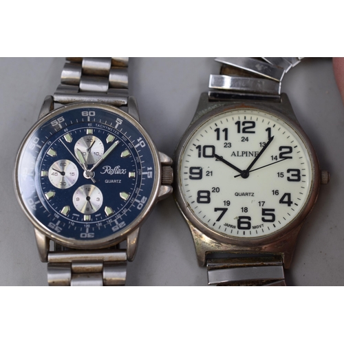 91 - A Selection of Five Gent's Quartz Watches To Include Sekonda, Alpine, Ben Sherman, And Reflex. Worki... 