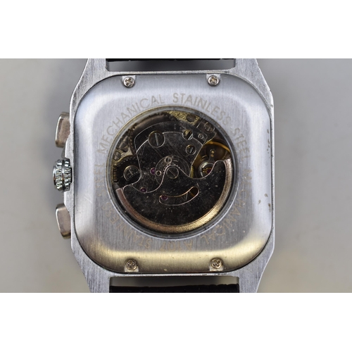 173 - A Gent's Automatic Jaguar Watch, With Leather Strap and Skeleton Back. Working