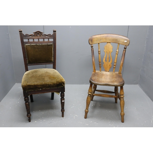 551 - Late Victorian Windsor Lyreback Side Chair and a Victorian Mahogany Occasional Chair with Velvet Cov... 