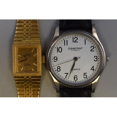 176 - Two Watches In Presentation Boxes To Include Gold Tone Ladies Limit 17 Jewels Mechanical Watch (Work... 